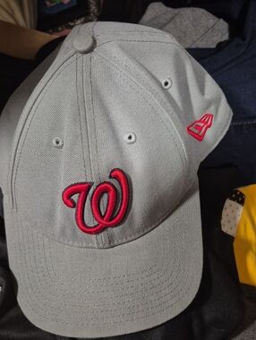 New Era Gray Hat with Red Washington W Logo